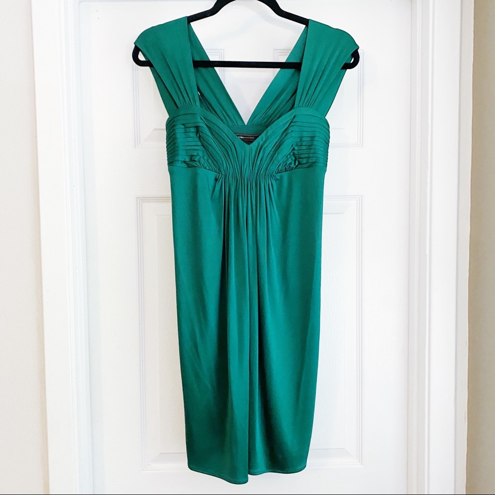 BCBGMaxAzria Draped Ruched Mini Dress Green XS